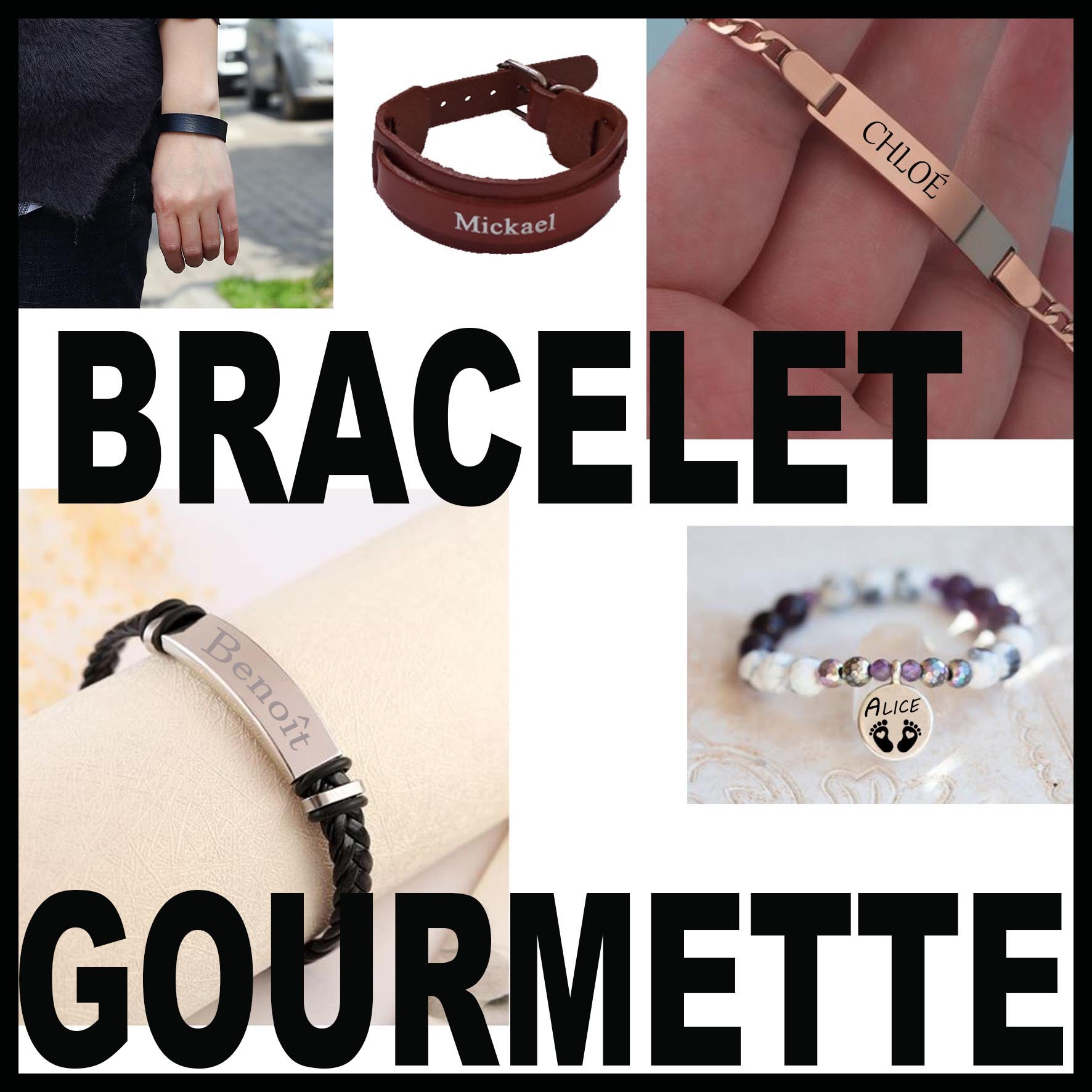 Bracelets gravés personnalisés, cadeau entreprise, livraison France